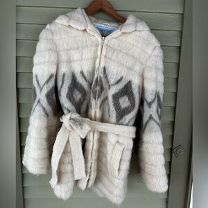 Cozy Hooded Wool Cardigan Jacket with Belt